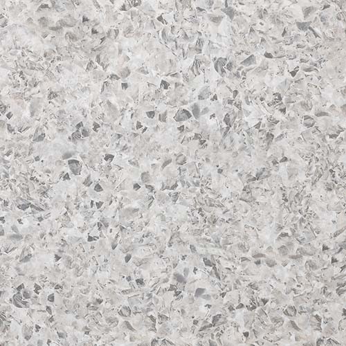 A close-up view of a white and gray marble surface, showcasing its intricate veining and polished texture