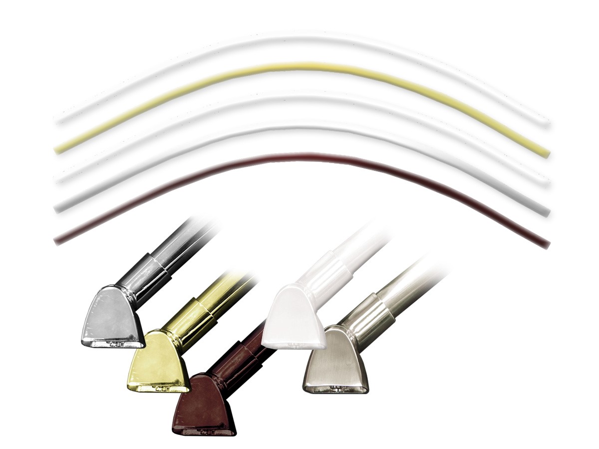 A group of four wires in different colors, showcasing their varied hues and textures against a neutral background